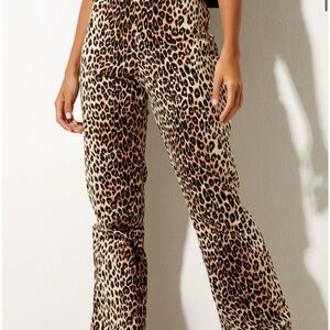 Motel Zoven Flare Trouser In True Leopard size M NWT